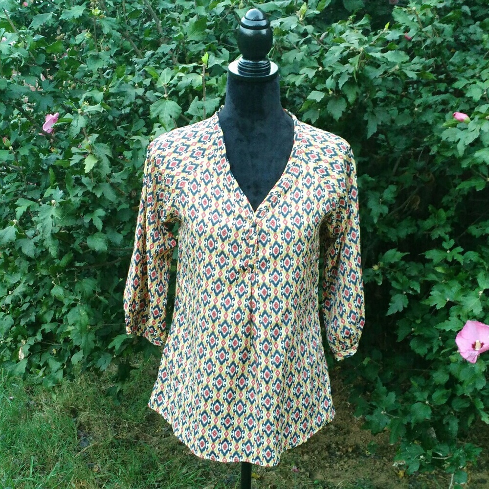 Ophelia for FC Red & Gold Moroccan Print Blouse